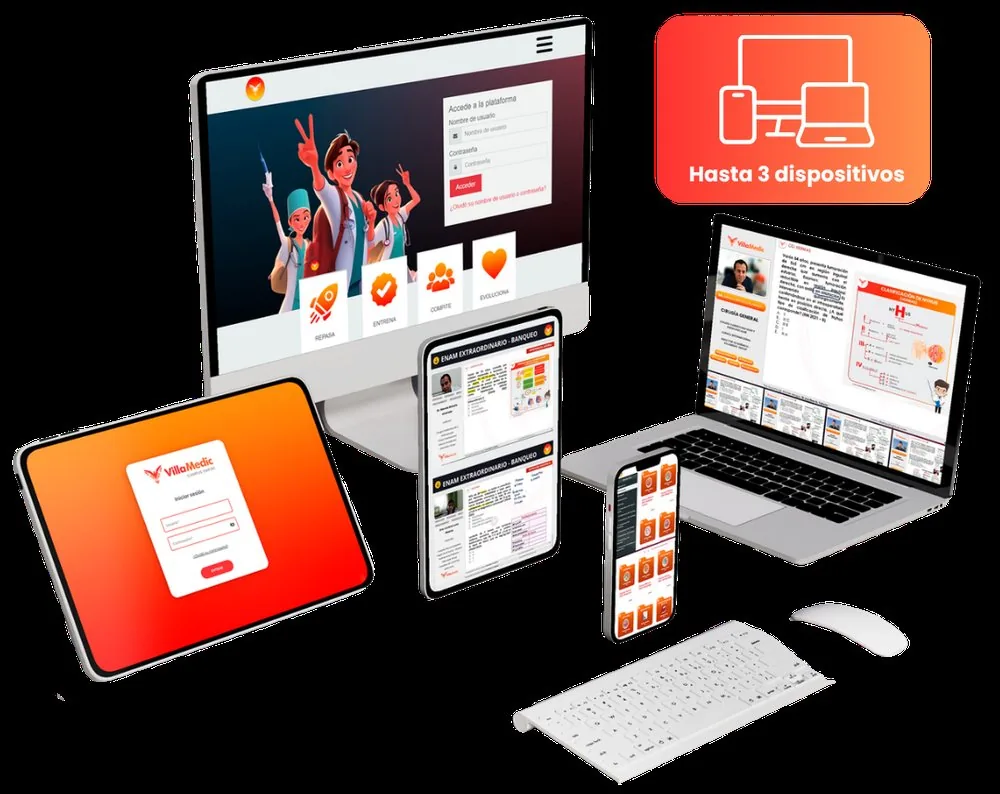 Accede desde hasta 3 dispositivos: computadora, tablet y celular