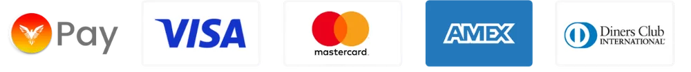 Métodos de pago aceptados: VISA, Mastercard, American Express y Diners Club